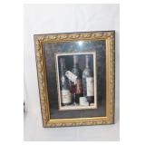 Framed Vineyard Wine and Cheese Still Life Artwork