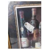 Framed Vineyard Wine and Cheese Still Life Artwork