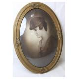 Vintage Oval Framed Portrait of Woman