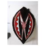 Traditional African Tribal Shield with Fur Detailing