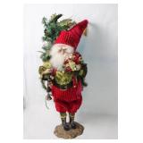 26-Inch Decorative Santa Claus Figurine with Bell and Tree Detailing