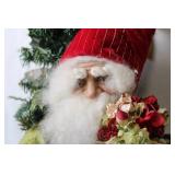 26-Inch Decorative Santa Claus Figurine with Bell and Tree Detailing