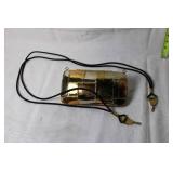 Vintage Mosaic Brass Clutch Bag with Braided Cord Strap