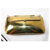 Vintage Mosaic Brass Clutch Bag with Braided Cord Strap