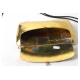 Vintage Mosaic Brass Clutch Bag with Braided Cord Strap
