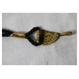 Vintage Mosaic Brass Clutch Bag with Braided Cord Strap