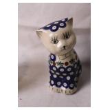 Vintage Ceramic Cat Figurine and Stangl Floral Sugar Bowl