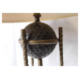 Unique Golf-Themed Brass Table Lamp with Lampshade