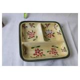 Italian Ceramic Divided Serving Tray with Cherry Pattern