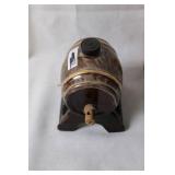 Vintage Hand-Carved Wooden Figure and Decorative Barrel Set