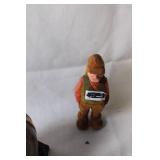 Vintage Hand-Carved Wooden Figure and Decorative Barrel Set