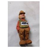 Vintage Hand-Carved Wooden Figure and Decorative Barrel Set