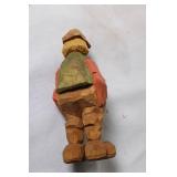 Vintage Hand-Carved Wooden Figure and Decorative Barrel Set
