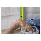 Assorted Animal Figurines and Glass Holder