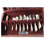 Vintage Silver Plated Flatware Set with Wooden Case