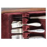 Vintage Silver Plated Flatware Set with Wooden Case