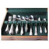 63-Piece Silver Plated Flatware Set with Wooden Storage Case
