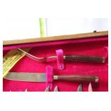 Complete Set of Vintage Stainless Steel Cutlery with Wooden Handles in Box