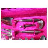 Complete Set of Vintage Stainless Steel Cutlery with Wooden Handles in Box