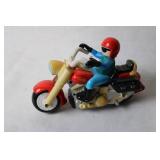 Vintage Red Plastic Toy Motorcycle with Rider