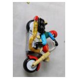 Vintage Red Plastic Toy Motorcycle with Rider