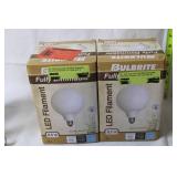 Set of 2 Bulbrite Fully Dimmable LED Filament Bulbs G40 8.5W