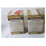 Set of 2 Bulbrite Fully Dimmable LED Filament Bulbs G40 8.5W