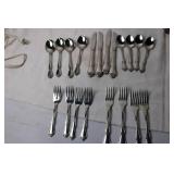 Silver-Plated Flatware Set with Floral Design - 24 Pieces