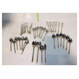 Stainless Steel Flatware Set with Gold and Silver Accents - 48 Pieces