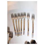Stainless Steel Flatware Set with Gold and Silver Accents - 48 Pieces