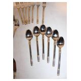 Stainless Steel Flatware Set with Gold and Silver Accents - 48 Pieces