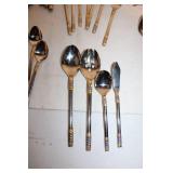 Stainless Steel Flatware Set with Gold and Silver Accents - 48 Pieces