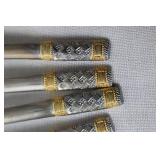 Stainless Steel Flatware Set with Gold and Silver Accents - 48 Pieces
