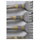 Stainless Steel Flatware Set with Gold and Silver Accents - 48 Pieces