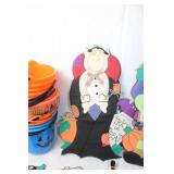 Halloween Decoration Collection with Buckets, Signs, and Tin Box