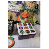 Halloween Decoration Collection with Buckets, Signs, and Tin Box