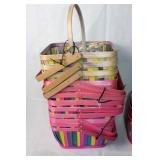 Collection of Colorful Wicker and Plastic Baskets