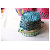 Collection of Colorful Wicker and Plastic Baskets