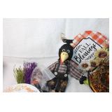 Autumn Decorative Set with Plates, Wreath, and Fall-Themed Decor