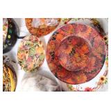 Autumn Decorative Set with Plates, Wreath, and Fall-Themed Decor