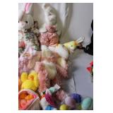 Collection of Plush Bunnies and Ducks with Decorative Eggs