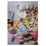 Collection of Plush Bunnies and Ducks with Decorative Eggs