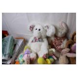 Collection of Plush Bunnies and Ducks with Decorative Eggs