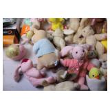 Collection of Plush Bunnies and Ducks with Decorative Eggs