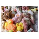 Collection of Plush Bunnies and Ducks with Decorative Eggs