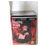 Animated Snoring Witch in Chair Halloween Decoration