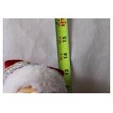 Vintage Santa Claus Figurine with Plush Coat and Gift Bag