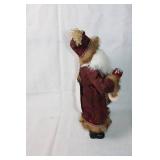 Santa Claus Figurine with Wine Accessories and Fur Trim