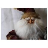 Santa Claus Figurine with Wine Accessories and Fur Trim