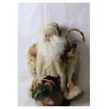 Vintage Santa Claus Figurine with Velvet Robe and Christmas Decor